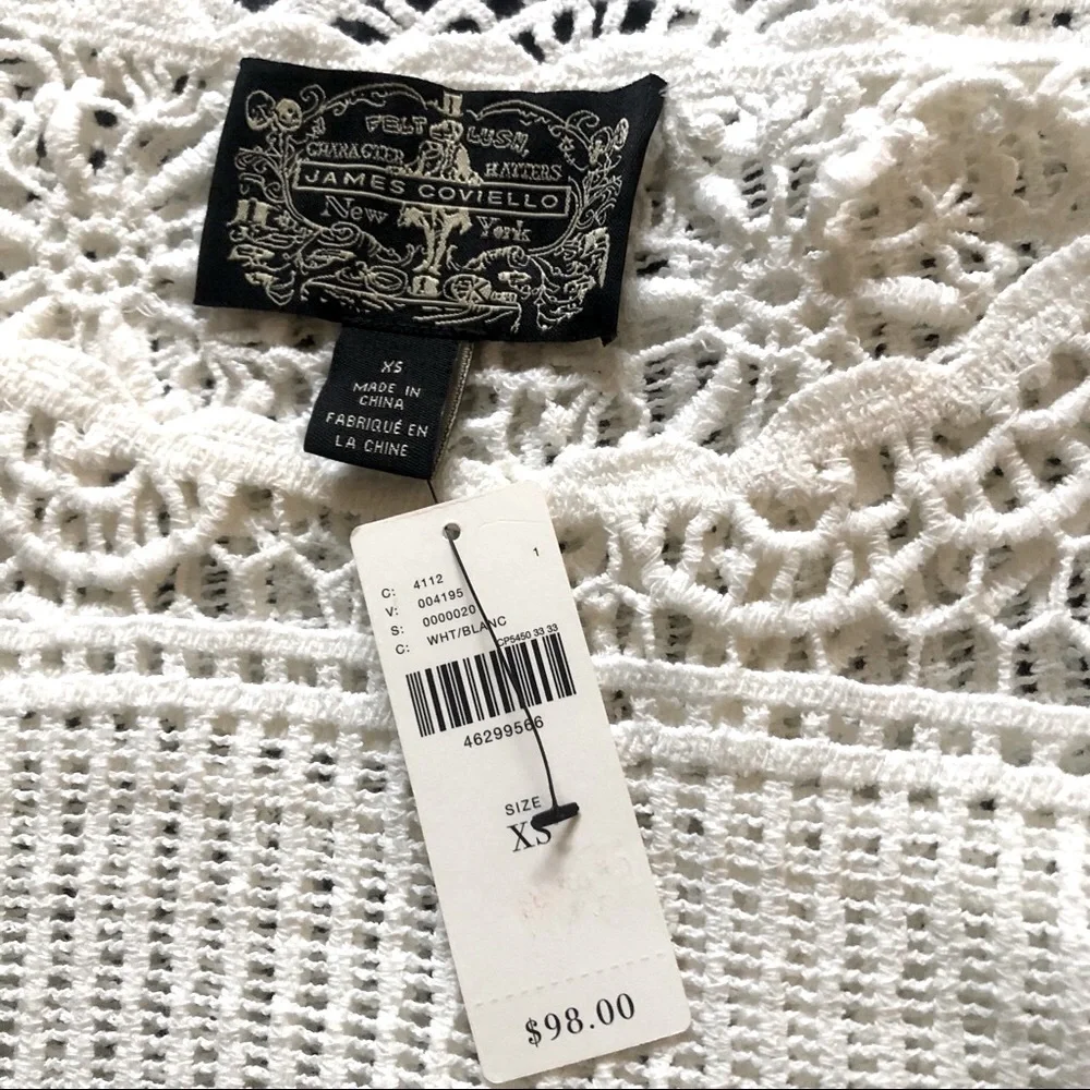 Anthropologie Crochet Top Open Knit Lacey XS Beachy James Coviello Off White NEW